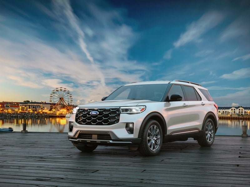 Front exterior of Prestige Ford dealership in Orange City, FL